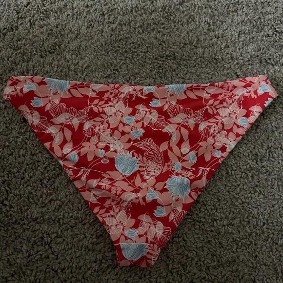 Rusty Midi Bikini Bottom L Blue Poppy Floral Sustainable Swim BNWOT - Picture 5 of 5